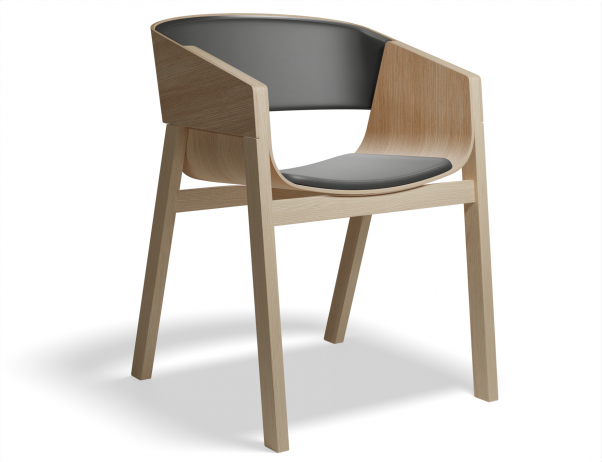 TON社　BLACK ダイニングチェア Alex Gufler　黒 デザイナー TON Oak Merano Armchair with Black Pad