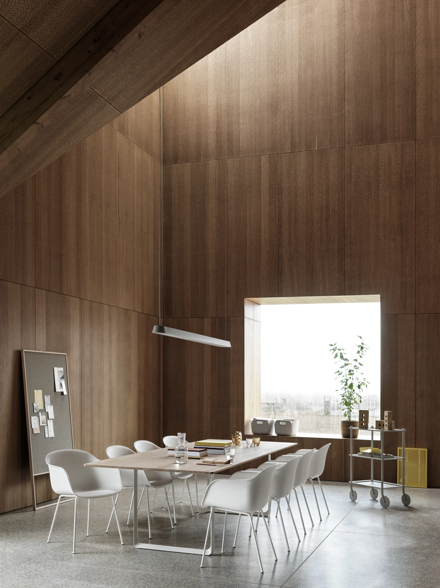 Modern seater dining room with Muuto dining table and chairs.