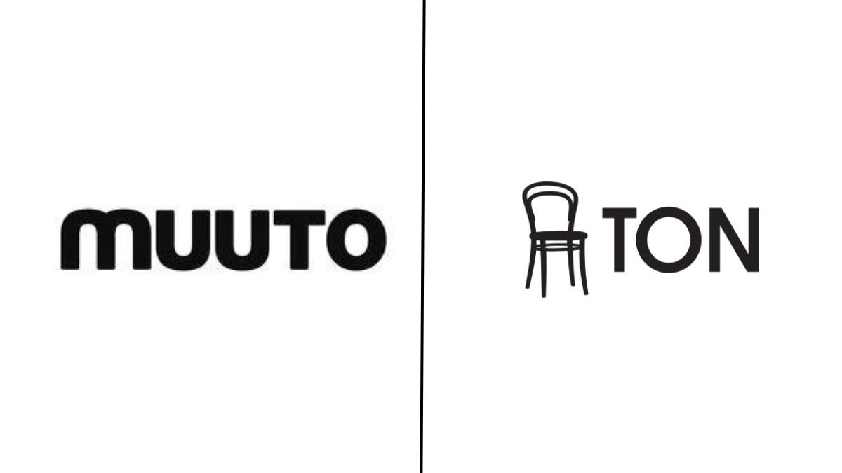 Muuto and TON furniture companies brand logo.