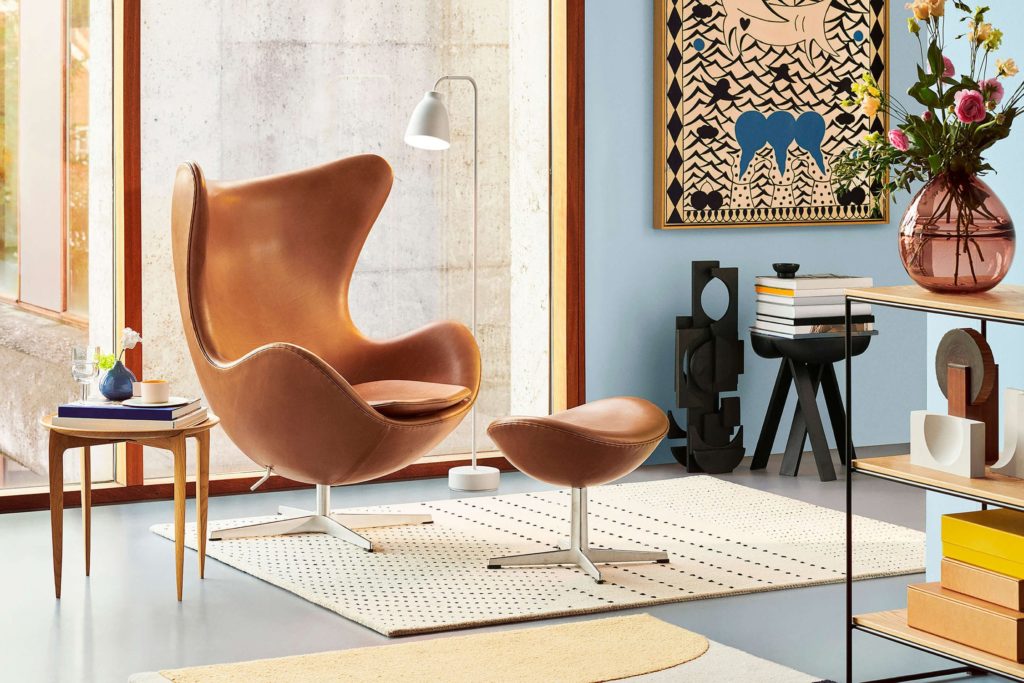 Scandinavian leather egg chair.