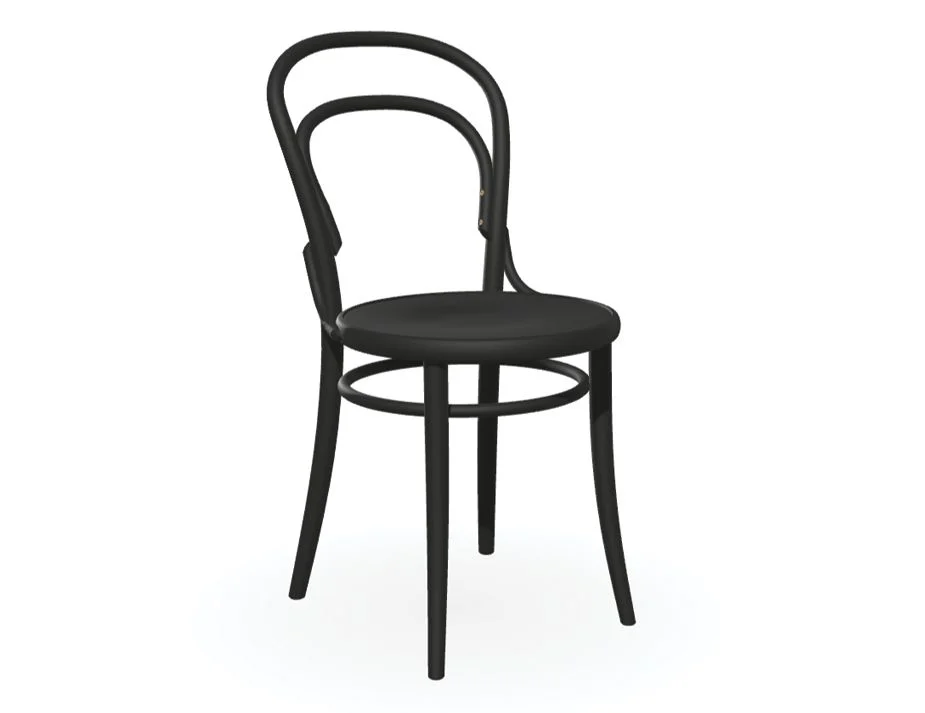 A black Thonet bentwood chair.