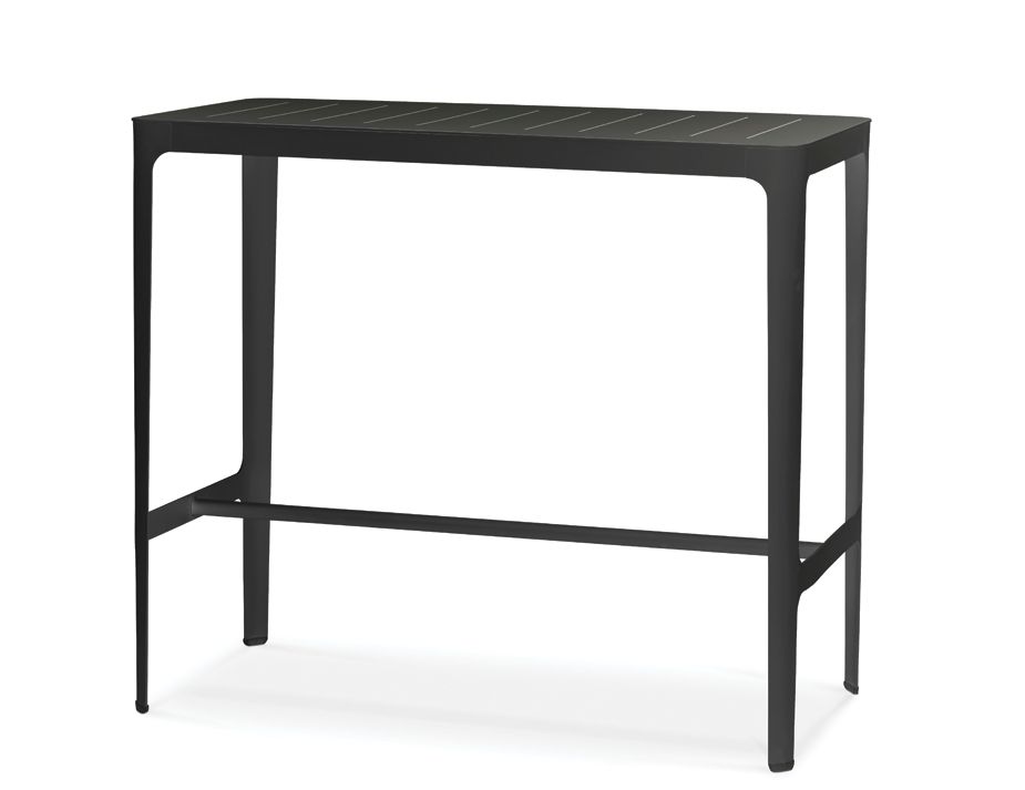 Black metal console table.