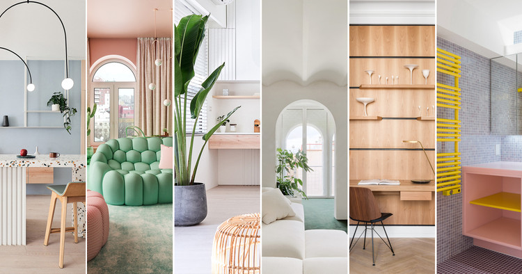 A collage of various modern interior designs.