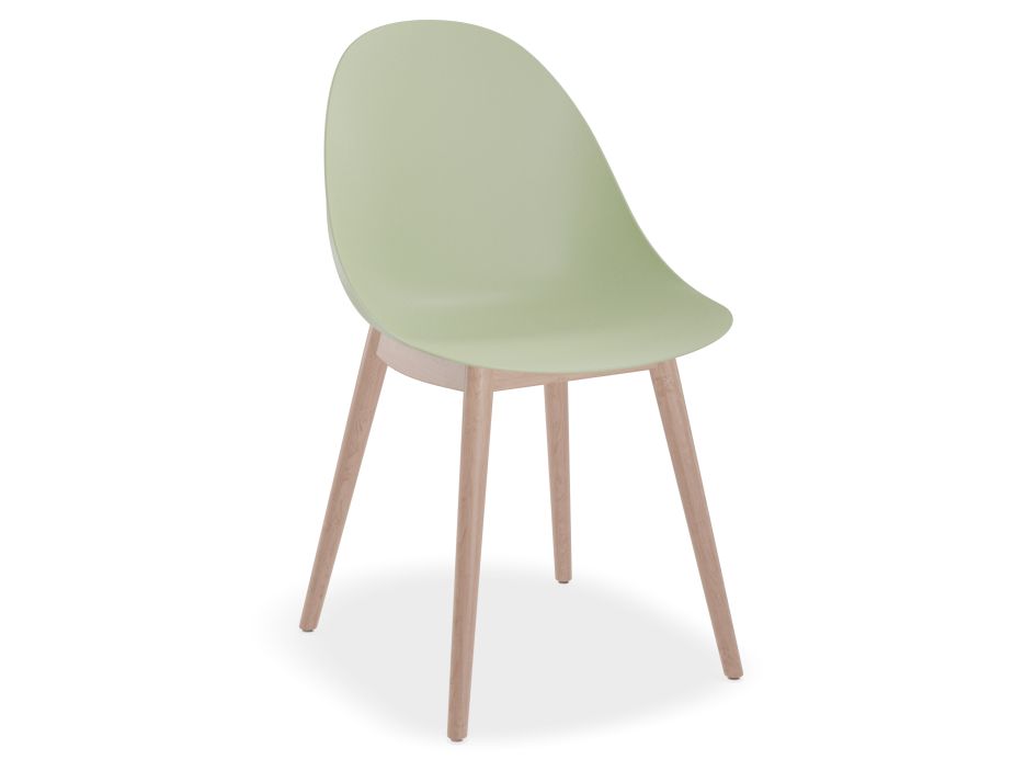 Pastel green plastic chair.