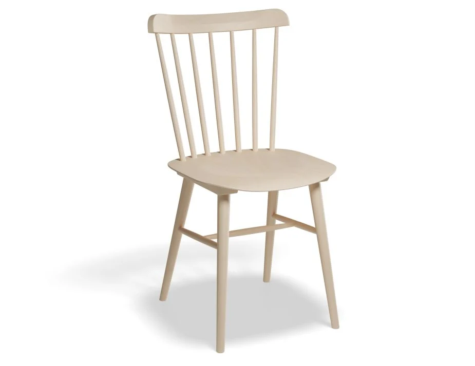 Wooden chair in a light beige colour.