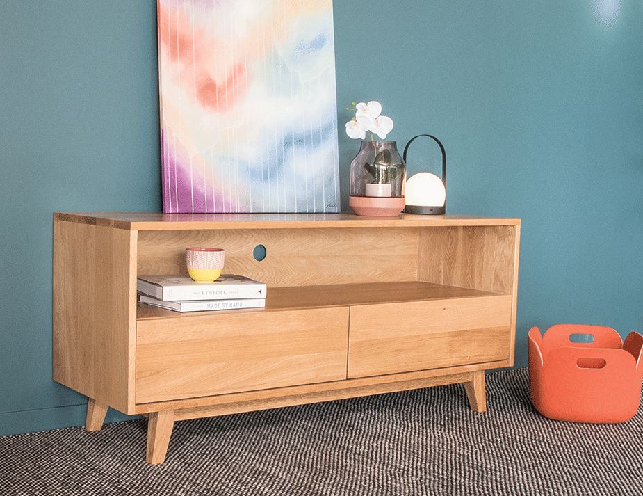 Modern solid wooden TV cabinet.