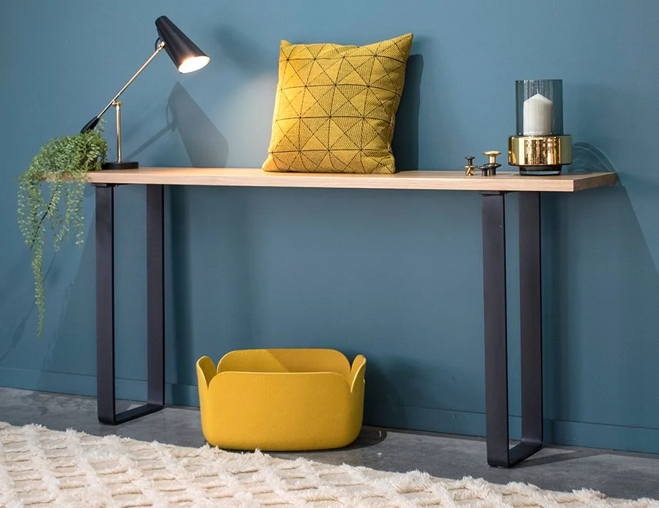 A modern hallway wooden console table.