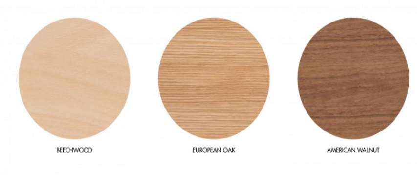 Three round wood samples side by side.