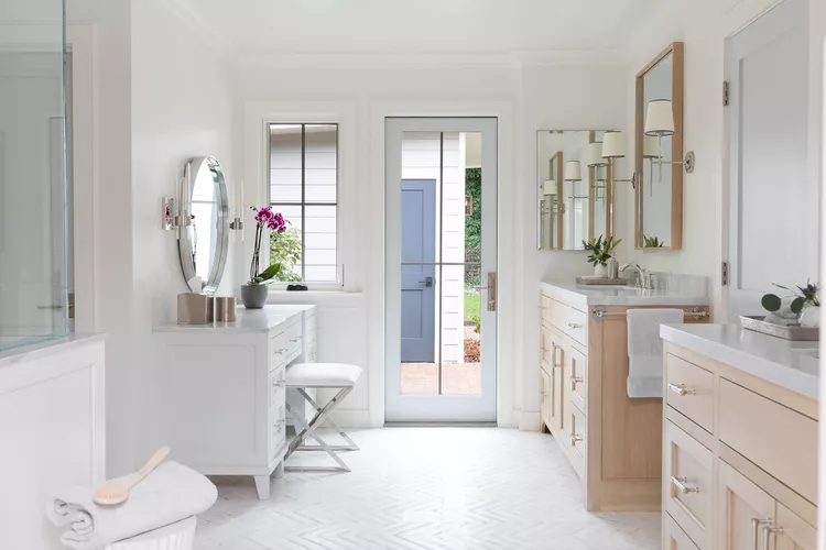 A spacious and well-lit bathroom.