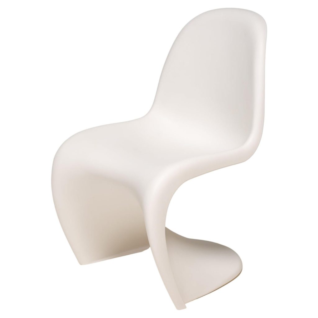 Verner Panton's S shaped white Panton chair.