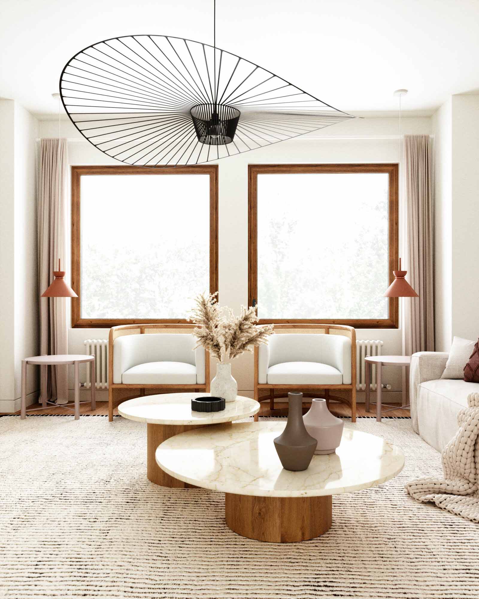 nested marble coffee table in a beautifully designed living room.