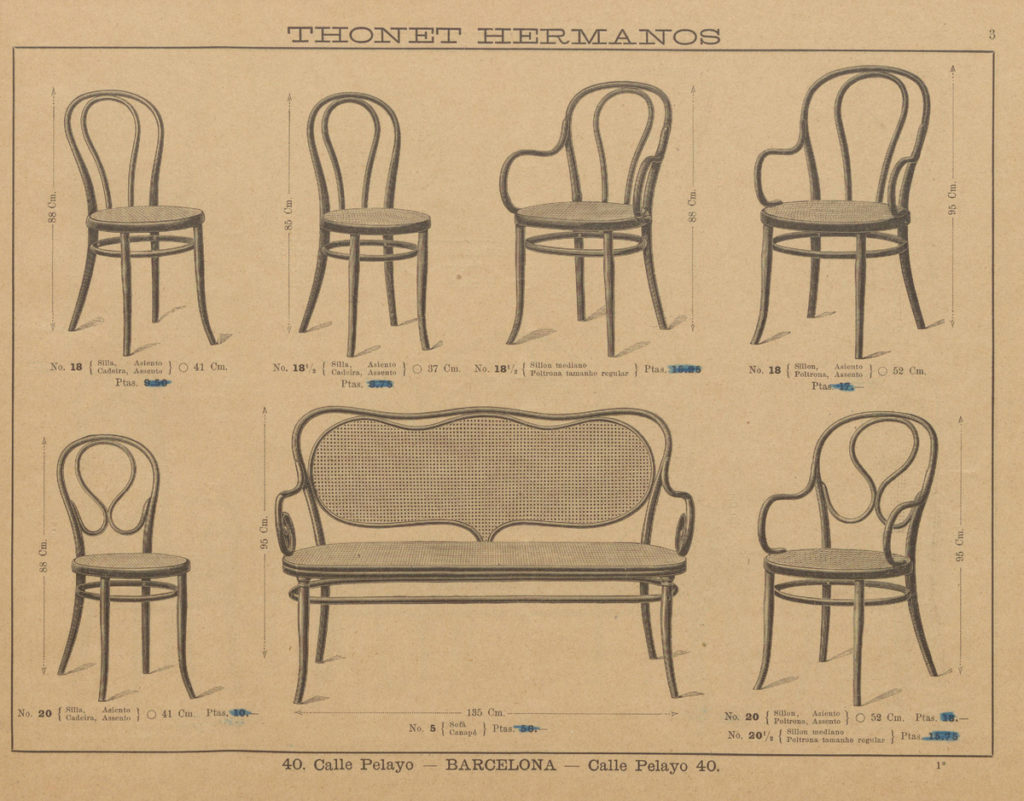 Catalogue page of "THONET HERMANOS".