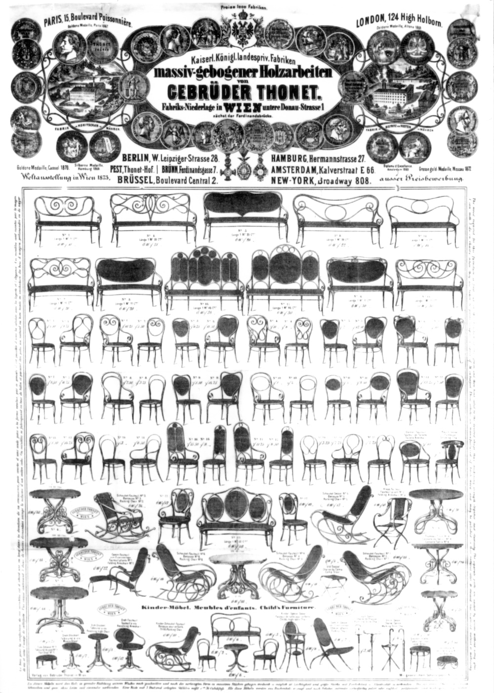 A old brochure showing all the TON chairs and sofas.