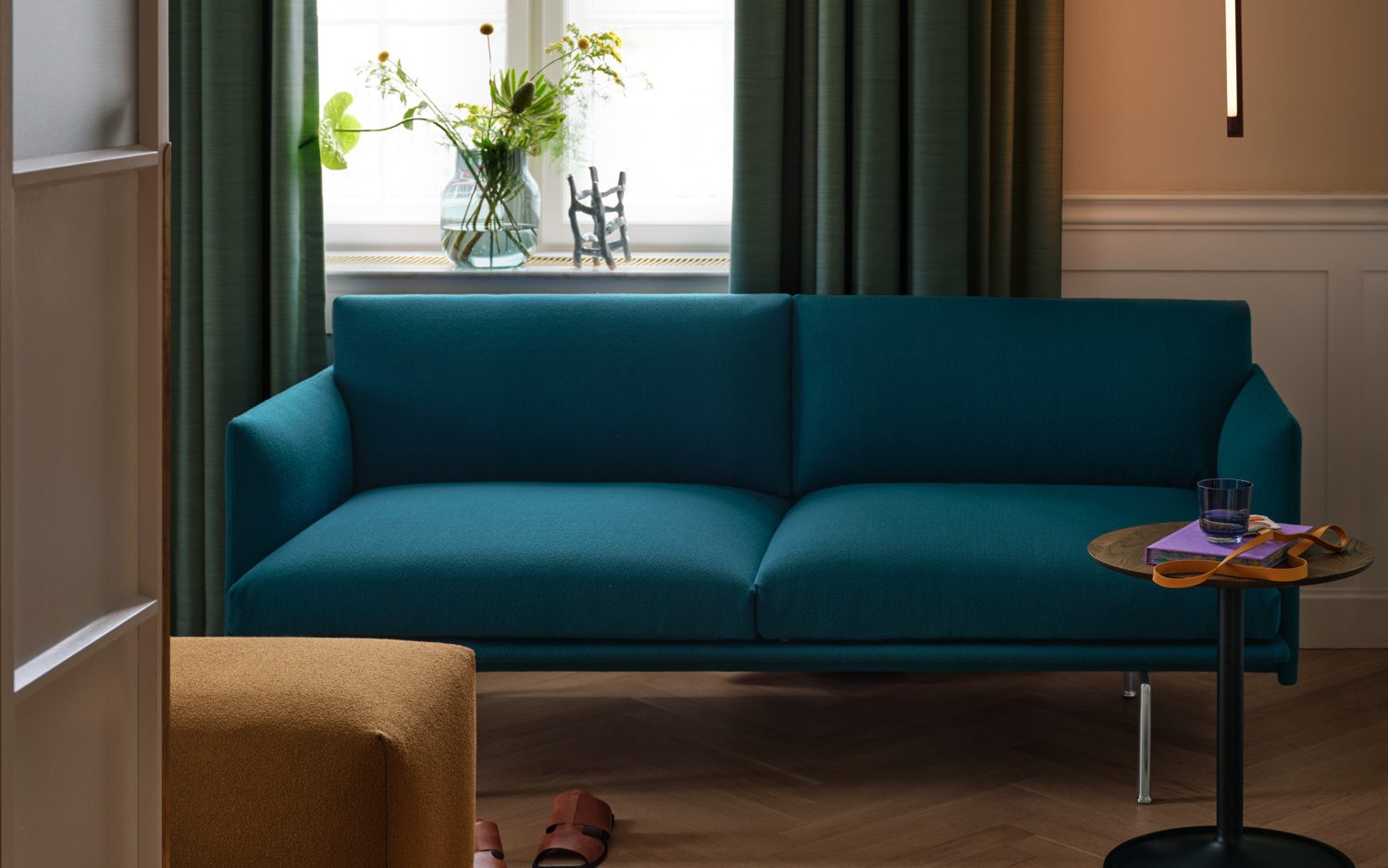 blue fabric couch