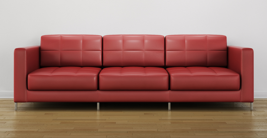 red leather sofa