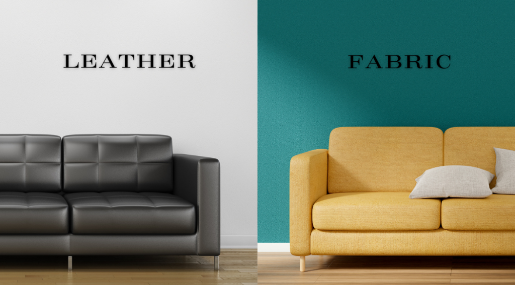 Fabric and leather sofa