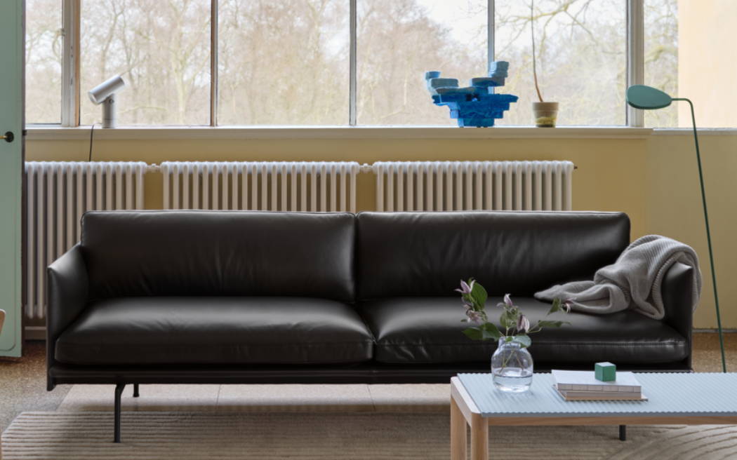 Black leather sofa