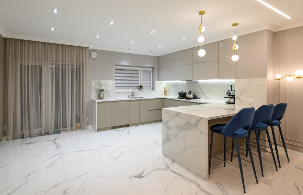 White marble counter