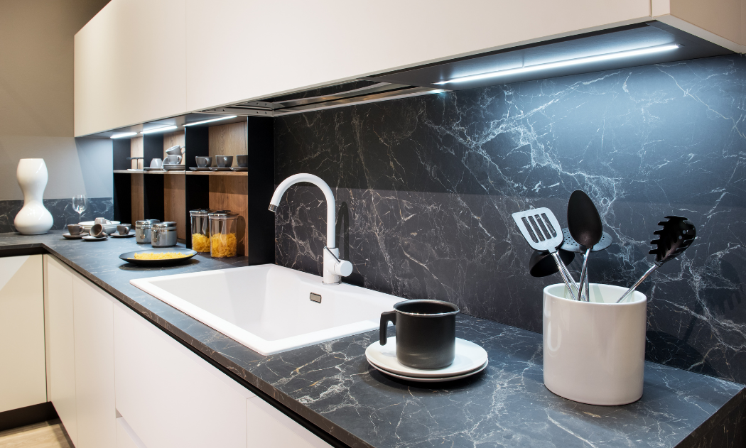 Black marble counter