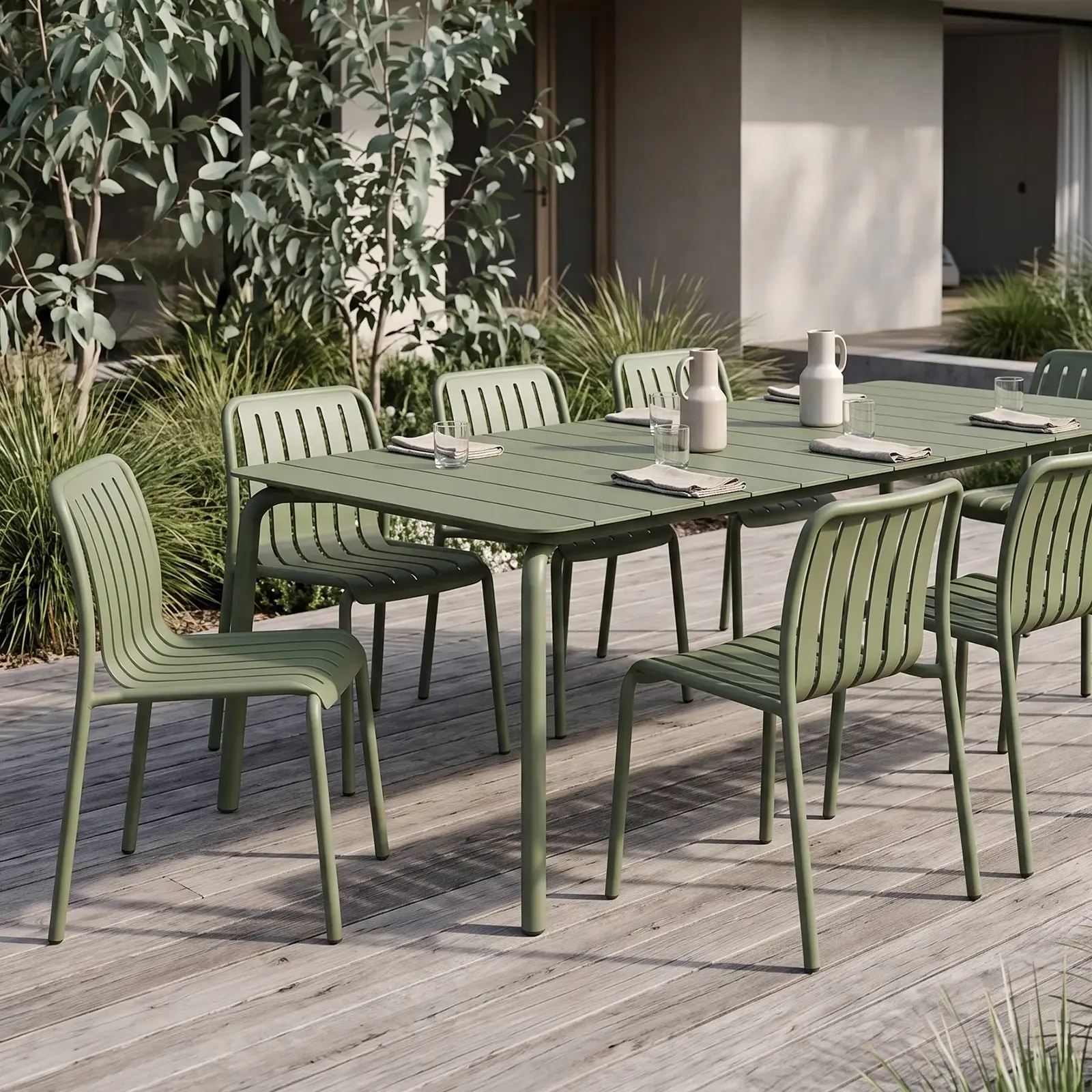 Large Green Outdoor Dining Table