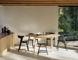 Ethnicraft Bok Extendable Round Dining Table Oak Natural Bok Dining Chair Black