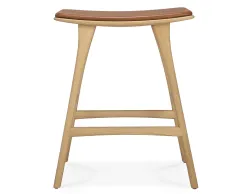 Ethnicraft Osso Counter Stool Oak Natural Cognac Leather