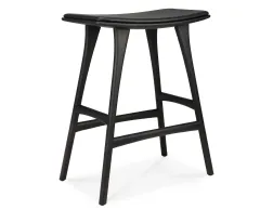 Ethnicraft Osso Counter Stool Oak Black Black Leather
