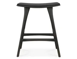 Ethnicraft Osso Counter Stool Oak Black Black Leather