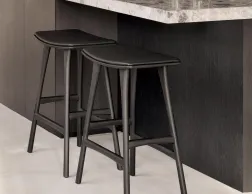 Ethnicraft Osso Counter Stool Oak Black Black Leather