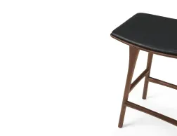 Ethnicraft Osso Counter Stool Teak Brown Black Leather