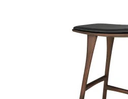 Ethnicraft Osso Counter Stool Teak Brown Black Leather