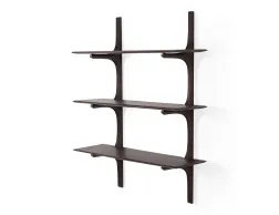 Ethnicraft Wall Shelf Mahogany Dark Brown 3 Shelf