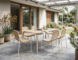 160cm Roku Table Latte With Cenote Chairs New