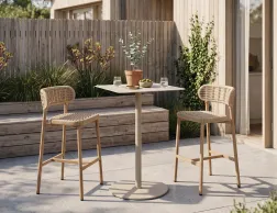 Roku High Bar Table With Teak Stools
