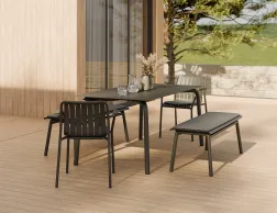 Roku Diningtable 160 Bench Pad Charcoal Charcoal Residential