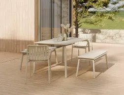 Roku Diningtable 160 Bench Pad Latte Husk Residential