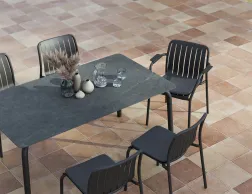 Roku Diningtable Basalt 160 Chairs Pad Charcoal Charcoal Residential