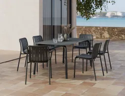 Roku Diningtable Basalt 160 Chairs Pad Charcoal Charcoal Residential