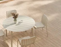 Roku Diningtable 120d Chair Pad Latte Husk Residential