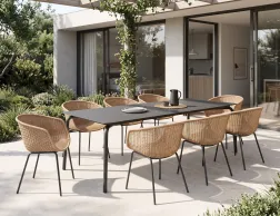 Large Outdoor Table In House With Rattan Chairs