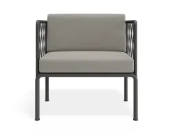P 4v2 Seville Loungechair Charcoalframe Lightgreycushion