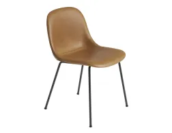 Fiber Chair Upholstered Cognac Leather