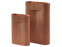 Terracotta Ridge Vase