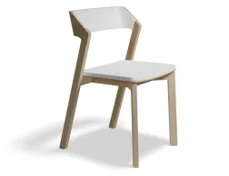 Merano Natural Oak Diningchair White Pad