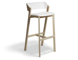 Bar Merano Natural New Oak Barstool White Pad