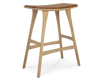 Ethnicraft Osso Counter Stool Oak Natural Cognac Leather