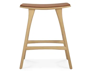 Ethnicraft Osso Counter Stool Oak Natural Cognac Leather