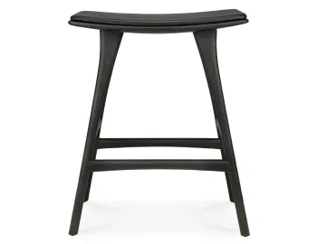 Ethnicraft Osso Counter Stool Oak Black Black Leather