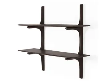 Ethnicraft Wall Shelf Mahogany Dark Brown 2 Shelf