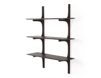 Ethnicraft Wall Shelf Mahogany Dark Brown 3 Shelf